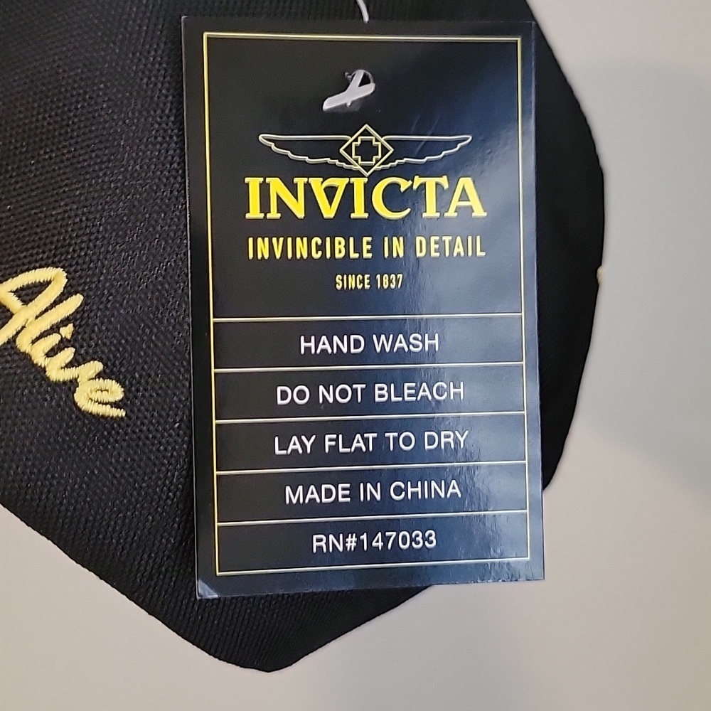 NEW Invicta Black Baseball Cap Yellow Embroidered Backward BBSD Snap Back Hat - Picture 11 of 12